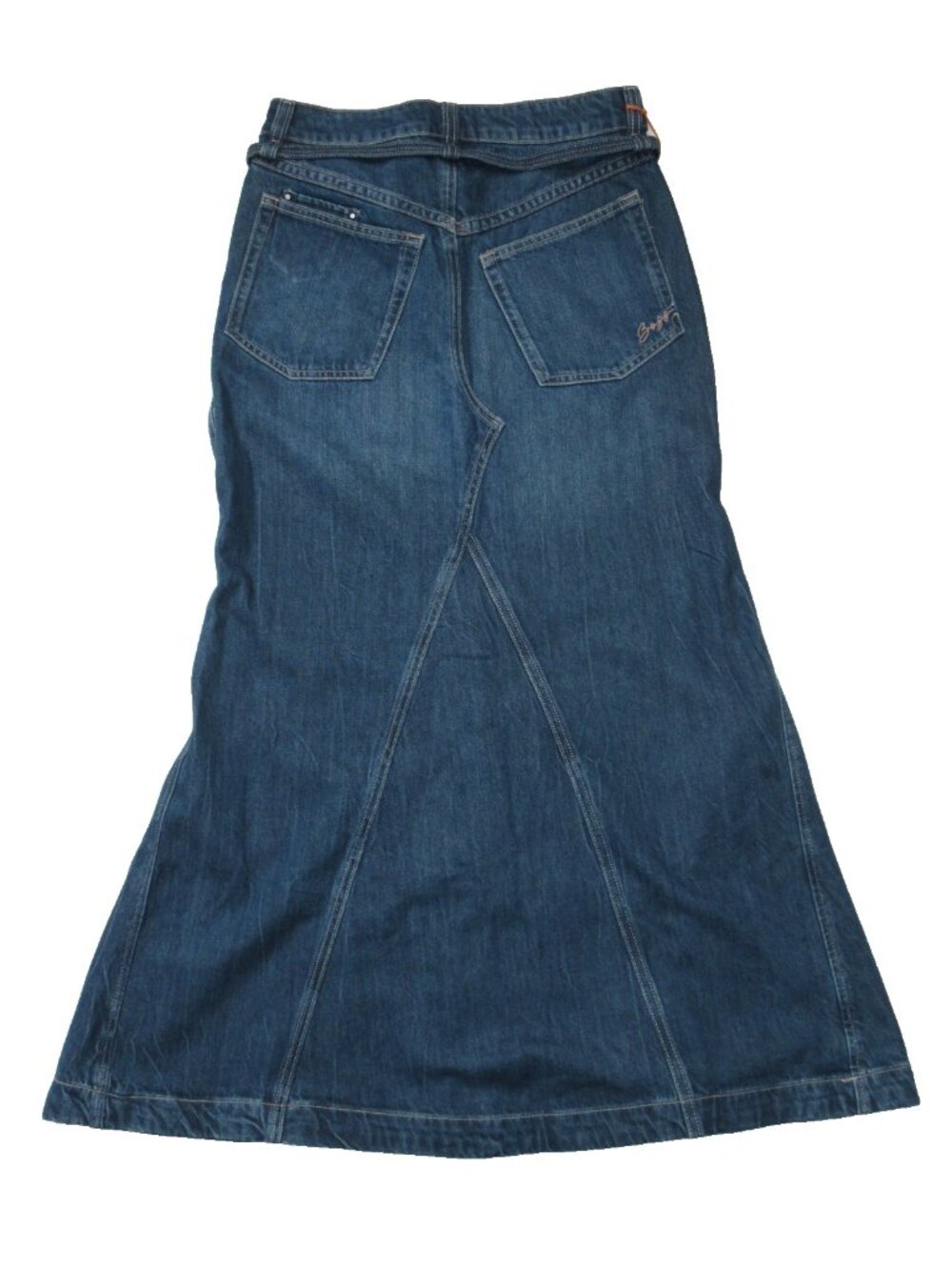 NWT Hugo BOSS Orange Peplum Denim Maxi in Indigo Flared Jean Skirt 30 - Picture 9 of 10